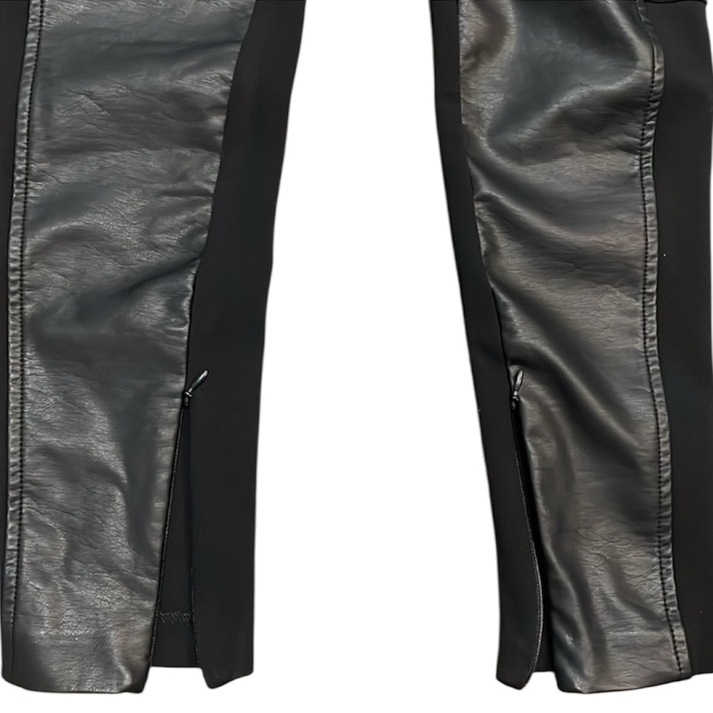 Lauren Ralph Lauren Black Stretch & Faux Leather Leggings with Ankle Zips 4 EUC - Picture 7 of 15